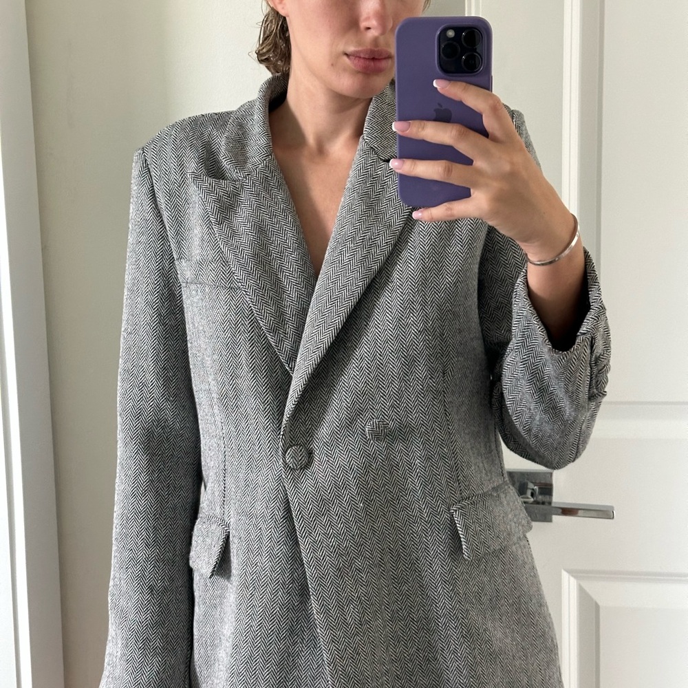 Women's Gray Herringbone Blazer